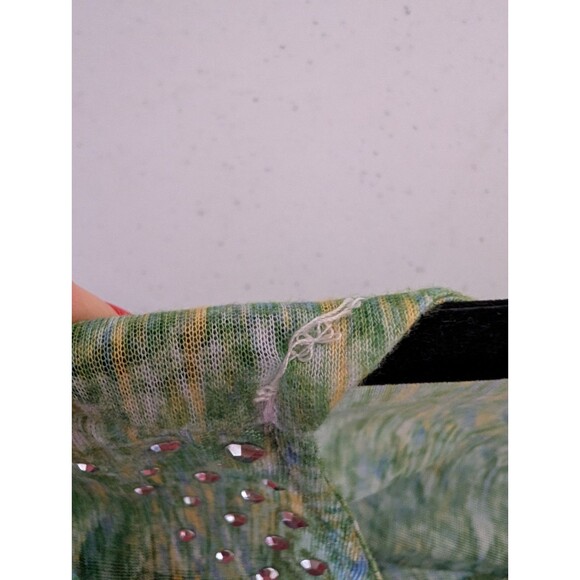 Ruby Rd. Women’s Top Size 3X Embellished V-Neck Blue Green Asymmetric Hem Boho - Picture 9 of 10